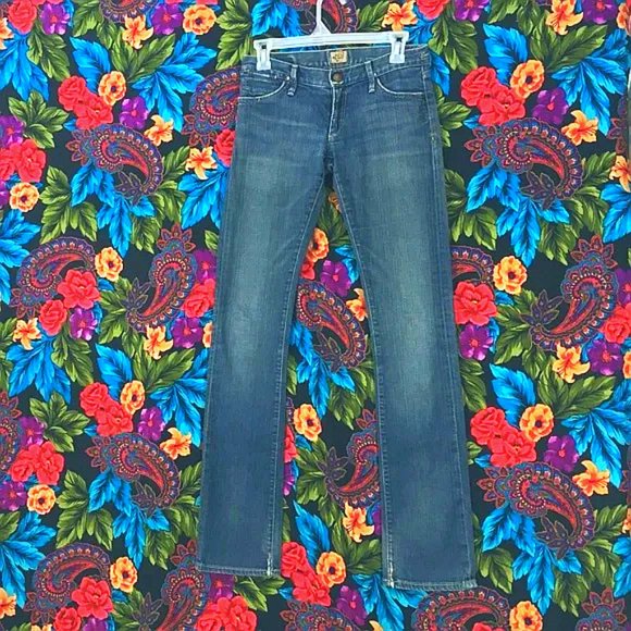 WOMEN'S GOLD SIGN STRAIGHT LEG DENIM JEANS WOMENS SIZE  25 DESIGNER BLUE PANTS - Picture 1 of 7